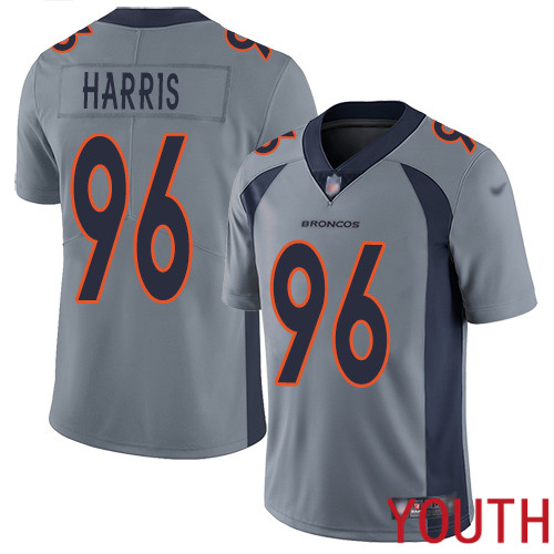 Youth Denver Broncos #96 Shelby Harris Limited Silver Inverted Legend Football NFL Jersey